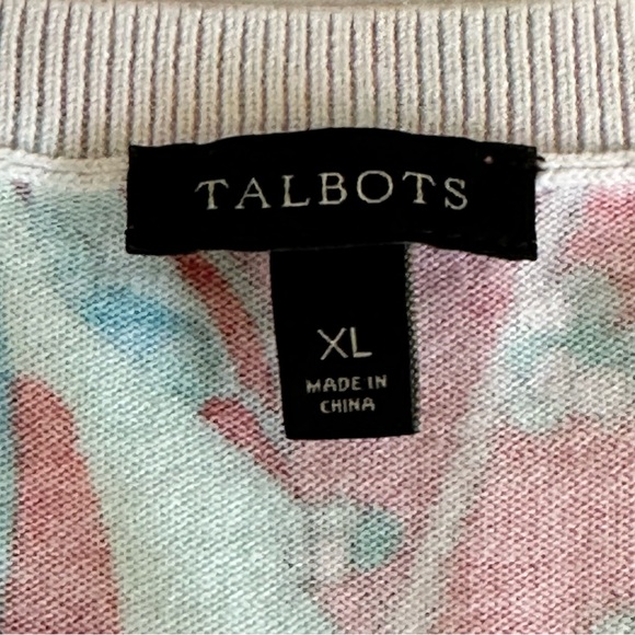 SOLD Talbots Pink Red Blue Bird Cardigan Women’s XL Hummingbirds Cotton Blend - Picture 3 of 5